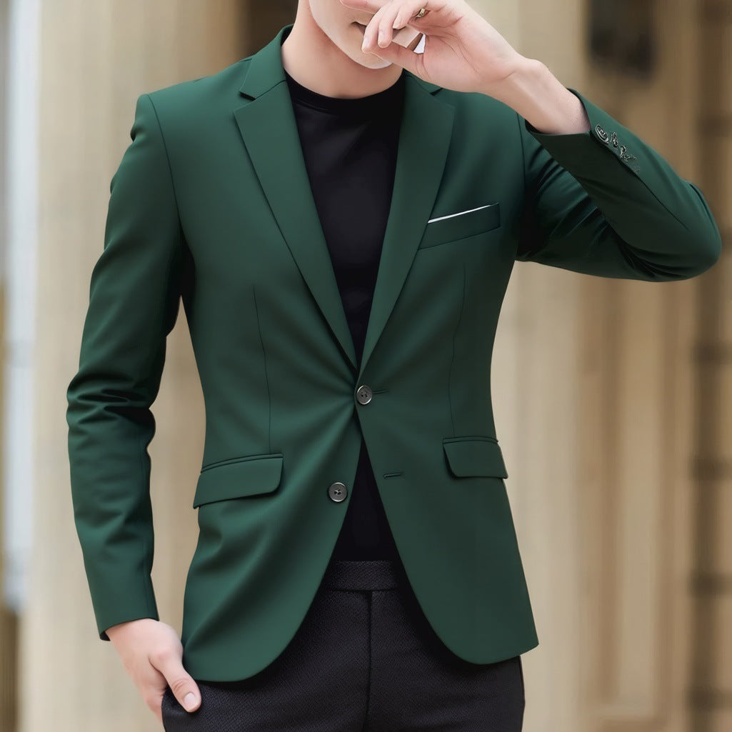 Men's Suit Jacket High-Quality Double-Slit Formal Candy Color Casual Single-Breasted Blazer