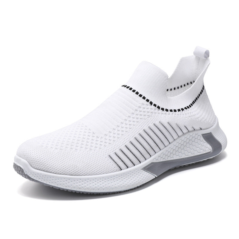 Zapatos tipo calcetín de malla de moda con diseño de rayas para hombre, zapatillas deportivas transpirables sin cordones para exteriores, zapatillas deportivas ligeras para correr
