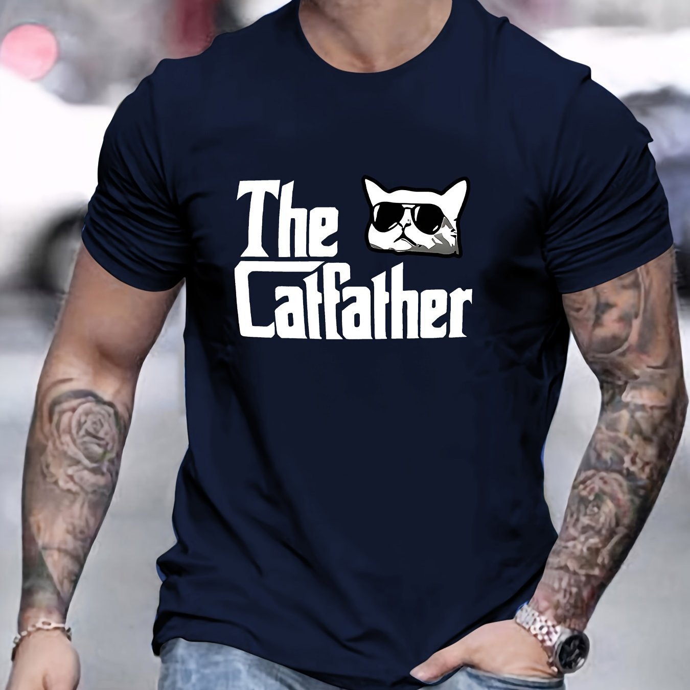 Men's Patterned Casual Crew Neck Short-Sleeve T-Shirt for Spring