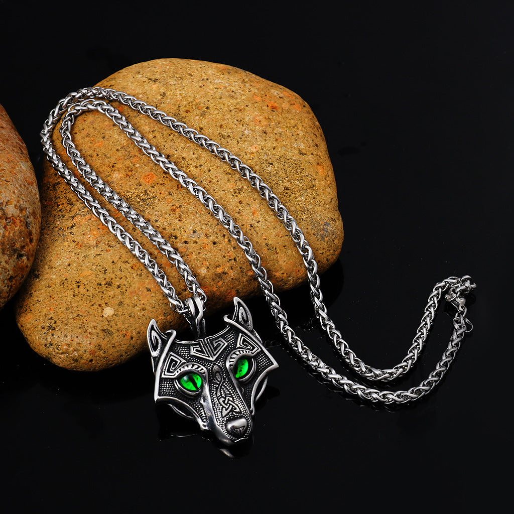 Wolf Head Pendant Men's Stainless Steel Necklace