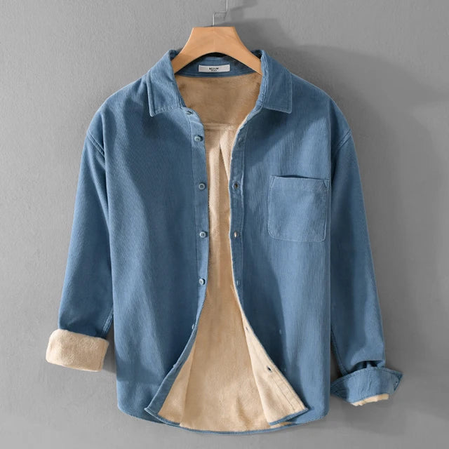 New Designer, Quality Brand Shirts For Men Fashion Cotton Corduroy Warm Long-sleeve Thickened Plus Size Top Clothes Camisa