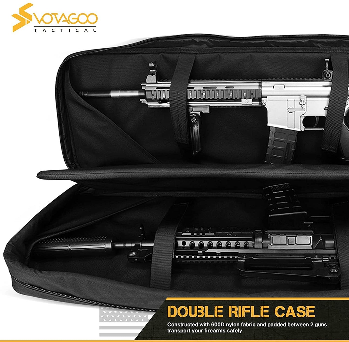 VOTAGOO Double Rifle Case Gun Bag, Safely Long-Barrel Firearm Transportation Cases Locks, All-Weather Soft Tactical Range Bag Ackpack For Shotgun Spacious Heavy Duty