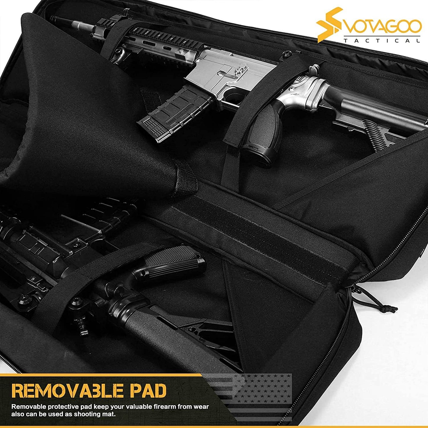 VOTAGOO Double Rifle Case Gun Bag, Safely Long-Barrel Firearm Transportation Cases Locks, All-Weather Soft Tactical Range Bag Ackpack For Shotgun Spacious Heavy Duty