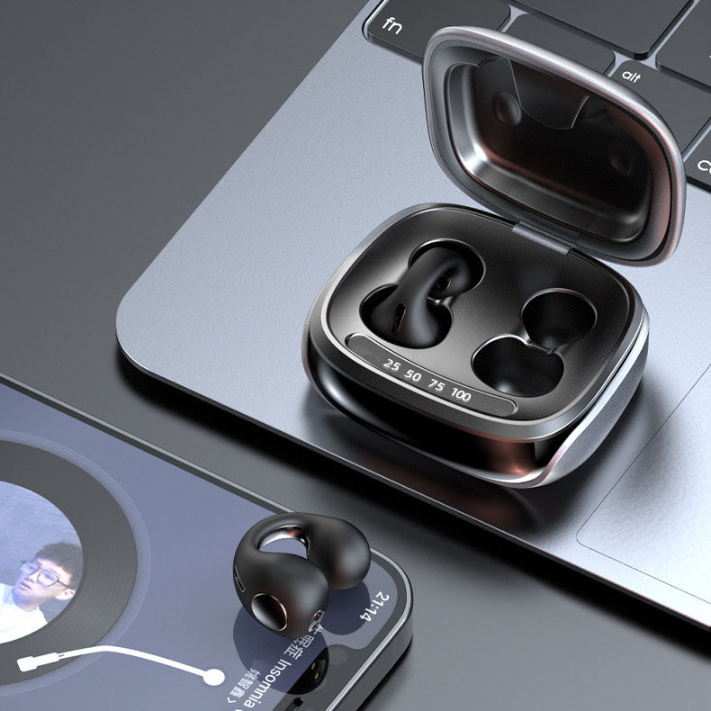 Auriculares Bluetooth con clip de conducción ósea JX80 con reducción de ruido por código de pulverización, batería de larga duración y sin demoras