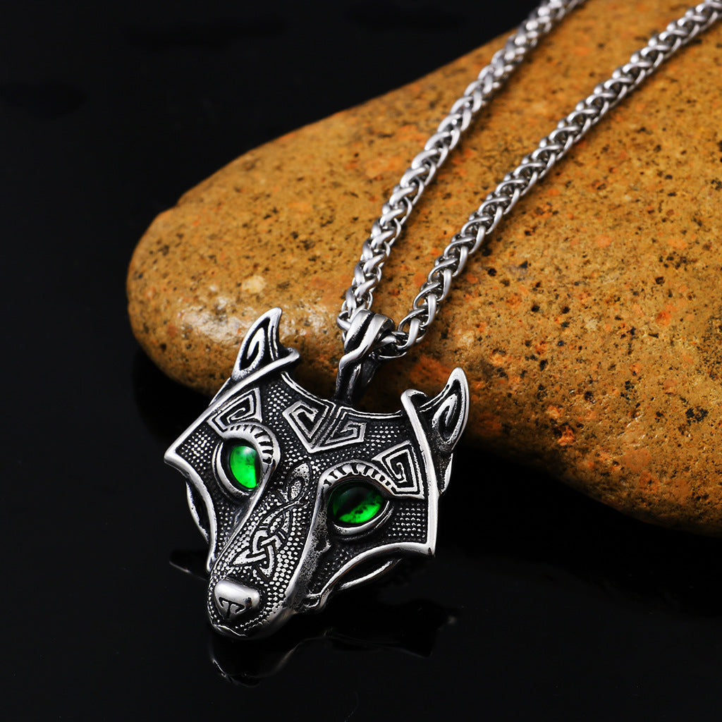 Wolf Head Pendant Men's Stainless Steel Necklace