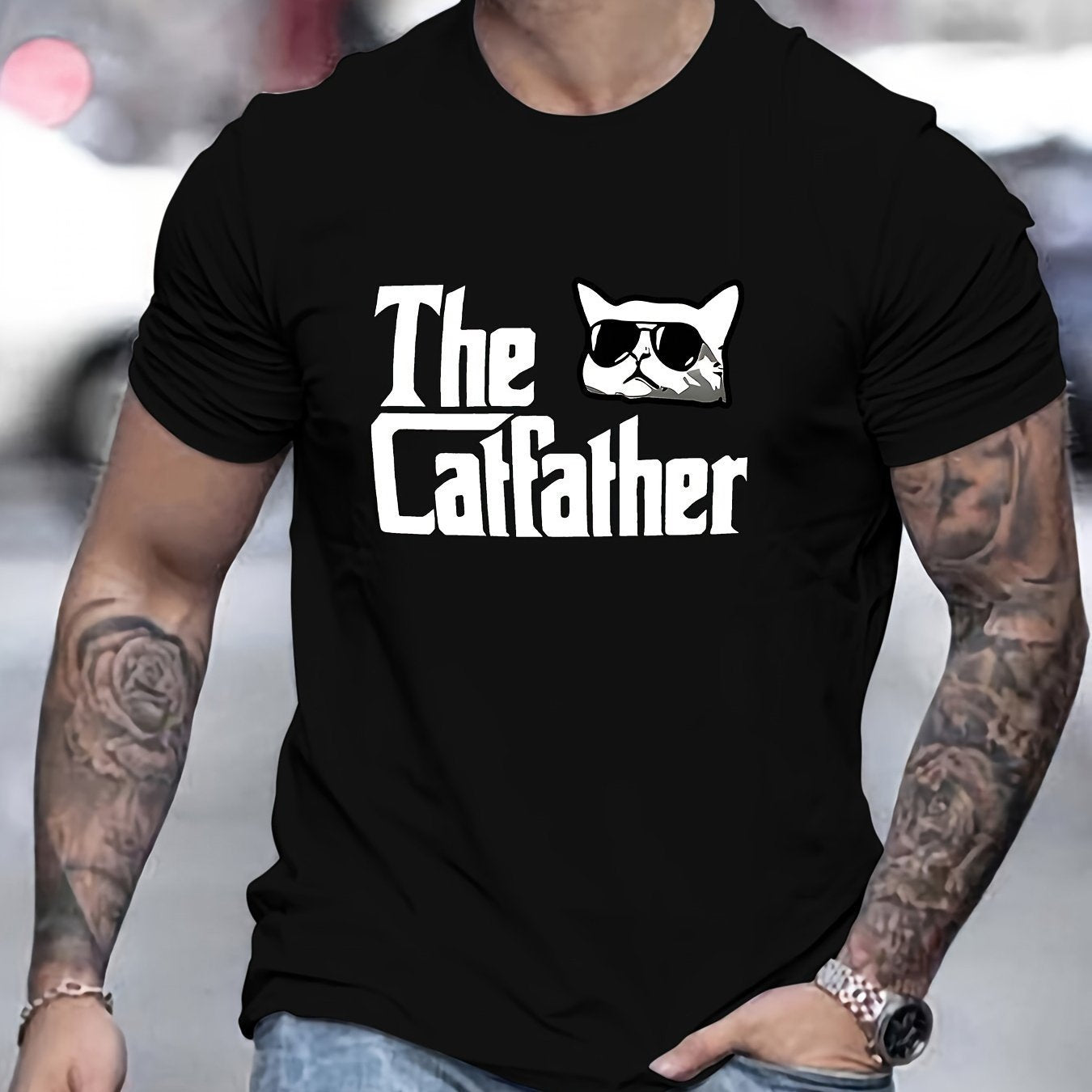 Men's Patterned Casual Crew Neck Short-Sleeve T-Shirt for Spring