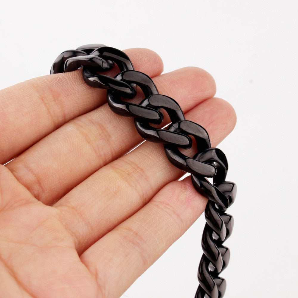 Pulsera negra de acero de titanio para hombre