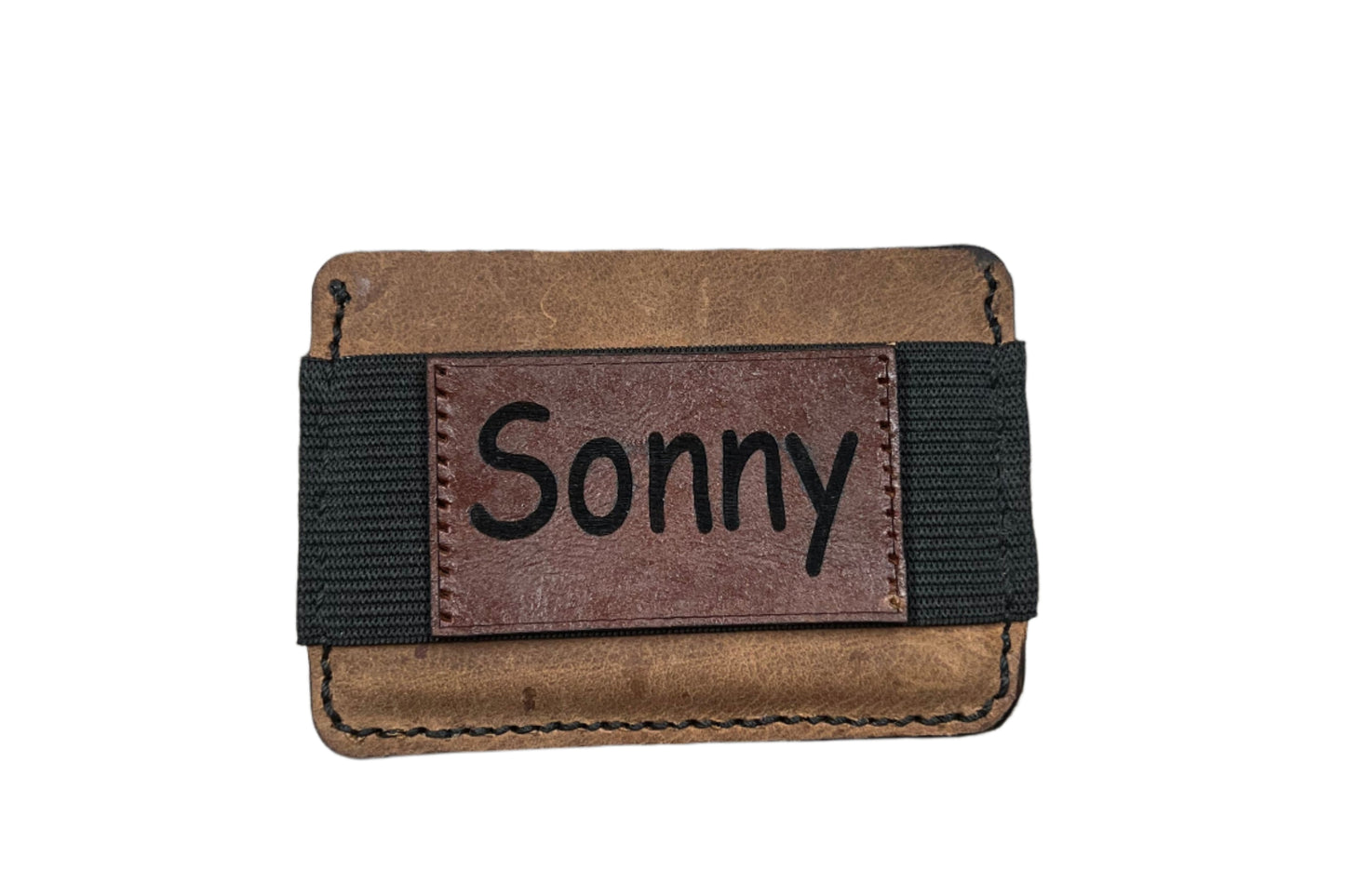 Minimalist Natural Leather Wallet with Strap or Custom Patch Option