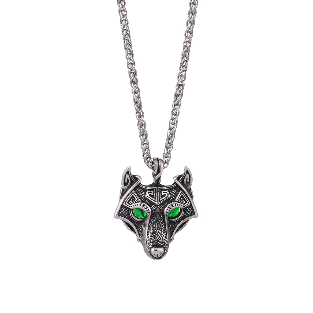 Wolf Head Pendant Men's Stainless Steel Necklace