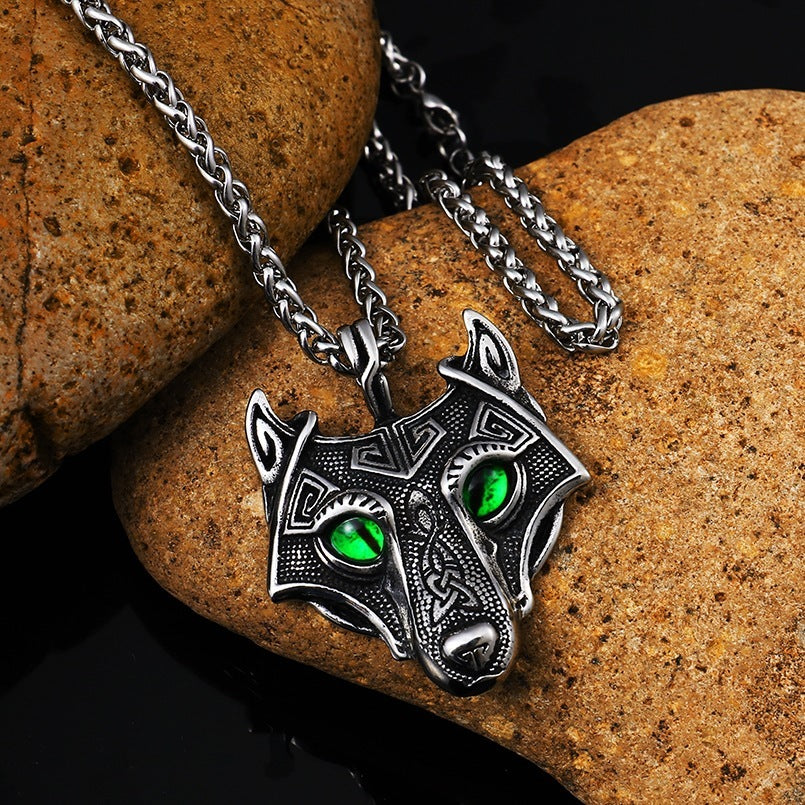 Wolf Head Pendant Men's Stainless Steel Necklace