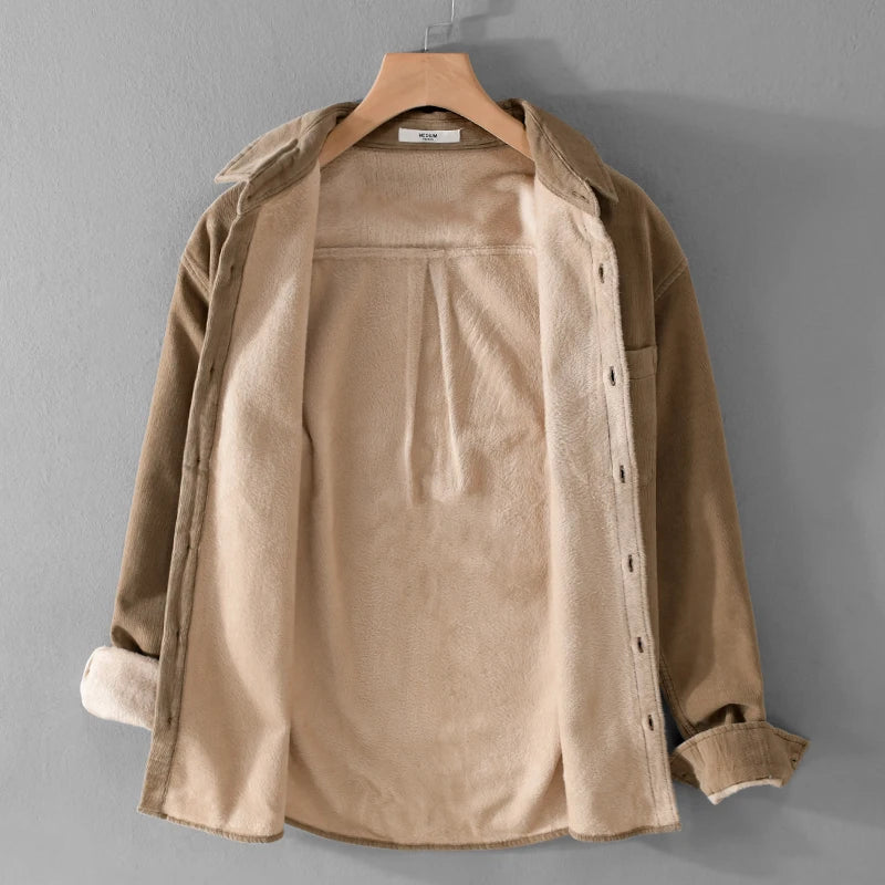New Designer, Quality Brand Shirts For Men Fashion Cotton Corduroy Warm Long-sleeve Thickened Plus Size Top Clothes Camisa