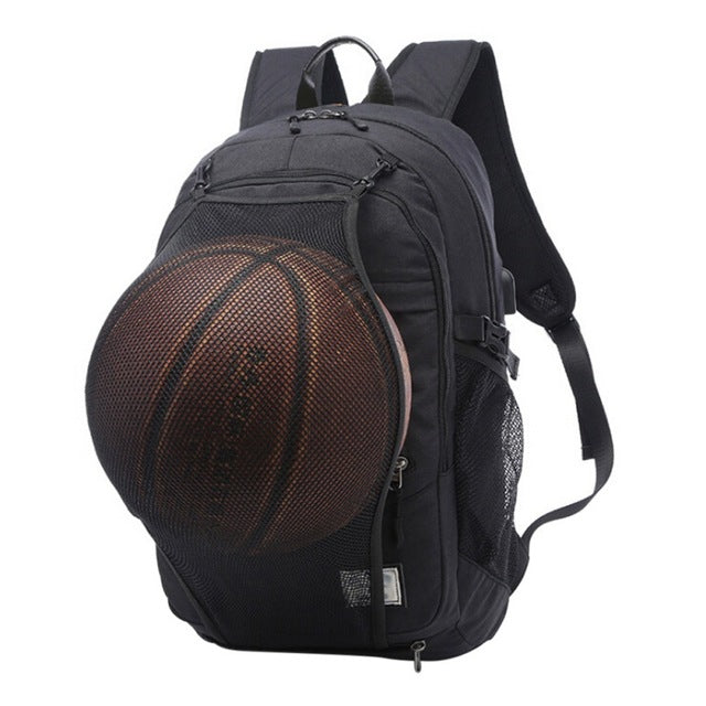 Mochila deportiva de baloncesto para hombre, mochila escolar para ordenador portátil para adolescentes, mochila para balón de fútbol para hombre con red de baloncesto y fútbol