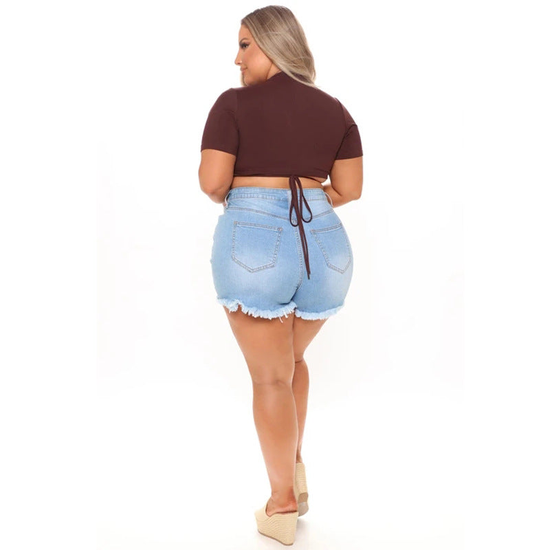Street fashion trendsetters washed hairy beard women washed ground white jeans light denim short