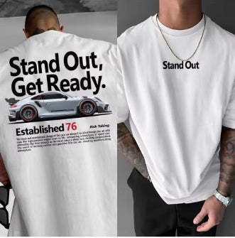 Round Neck T-Shirt with Car and Beer Pattern Custom Order