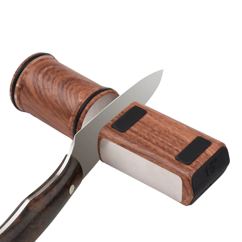 Afilador de cuchillos giratorio, soporte magnético para cuchillos, kit de piedra de afilar de diamante con rodillo angular de 15 y 20 grados, accesorio de cocina