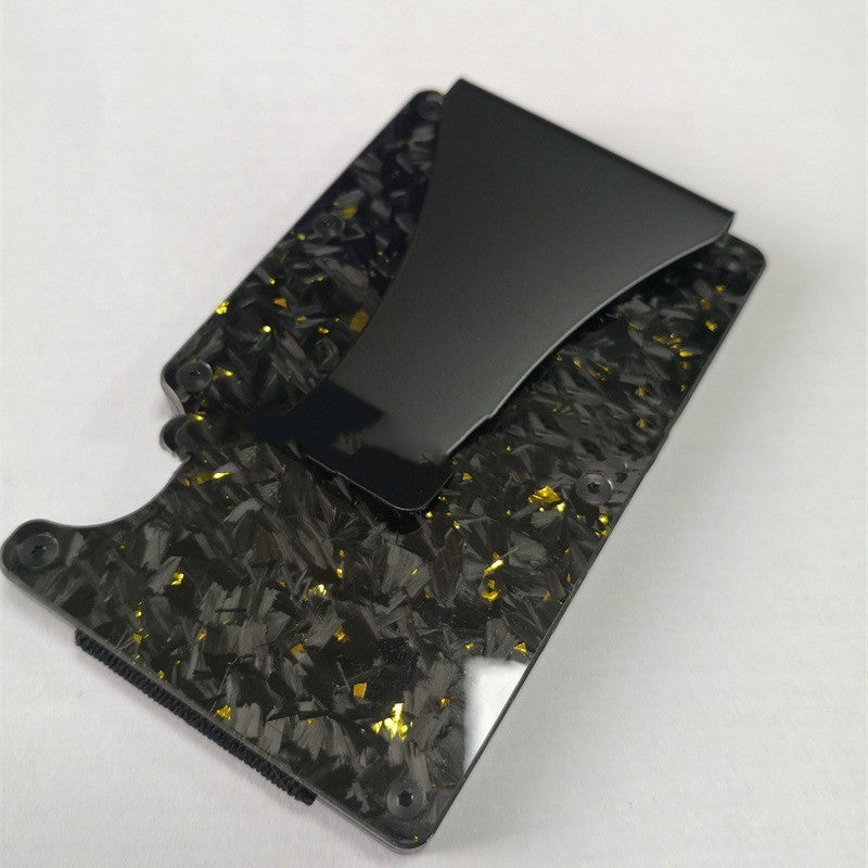 工厂供应碳纤维钱包壳花纹钱包锻造花纹卡夹金属RFID卡夹