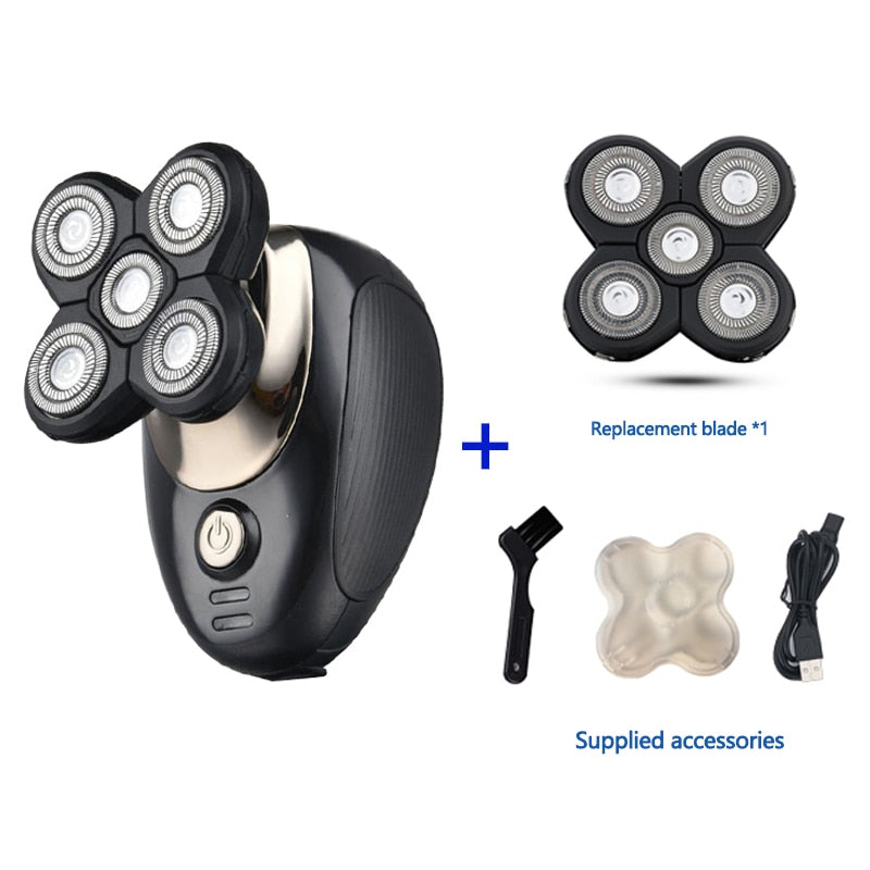 Kit de aseo multifuncional Afeitadora eléctrica para hombres Máquina de afeitar eléctrica para cabeza calva recargable Recortadora de barba