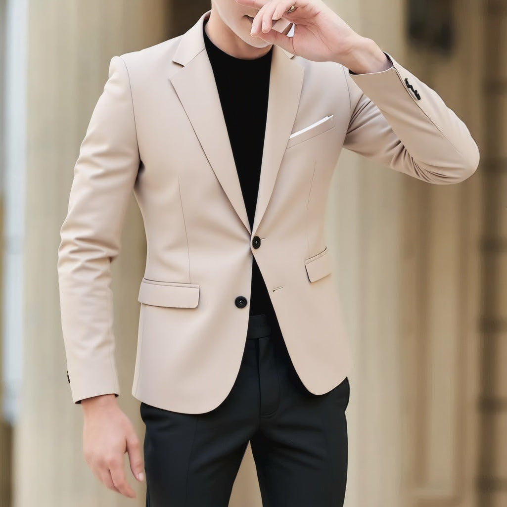 Men's Suit Jacket High-Quality Double-Slit Formal Candy Color Casual Single-Breasted Blazer
