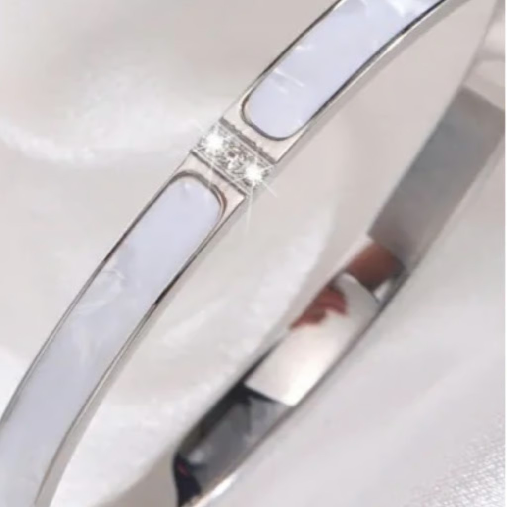 蛋白石优雅手镯镀白金