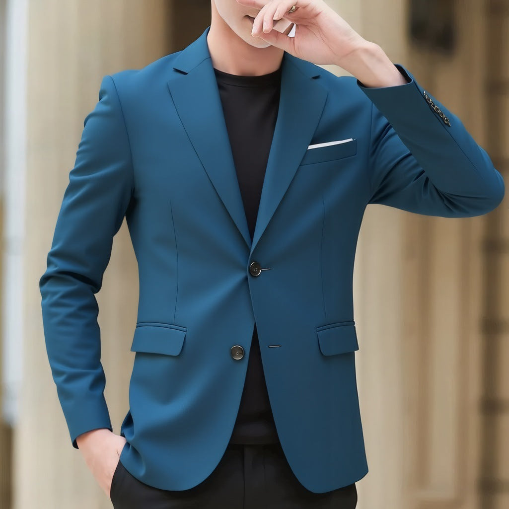 Men's Suit Jacket High-Quality Double-Slit Formal Candy Color Casual Single-Breasted Blazer