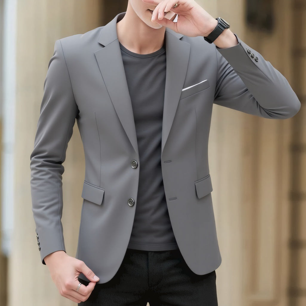 Men's Suit Jacket High-Quality Double-Slit Formal Candy Color Casual Single-Breasted Blazer
