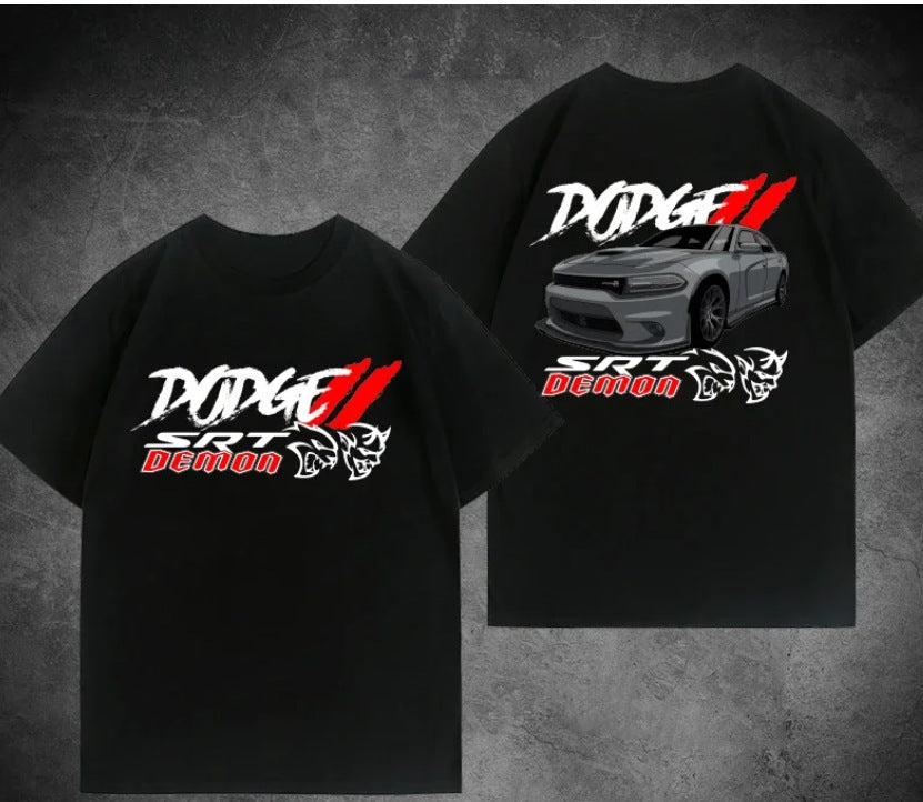 Round Neck T-Shirt with Car and Beer Pattern Custom Order