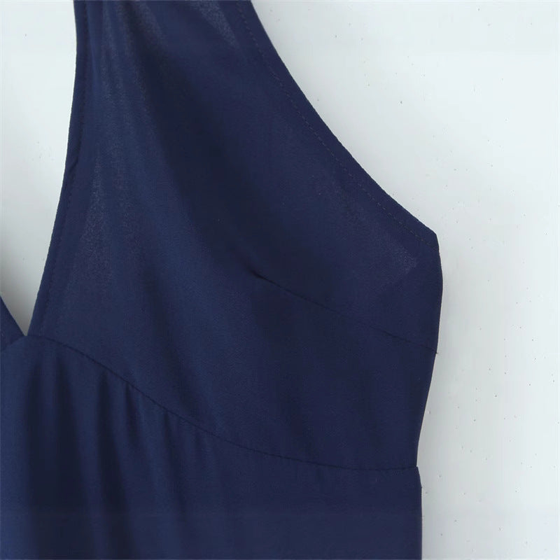 Spring New Women's Design Sense Unique Versatile French Fitted Slim Casual Halter Dress