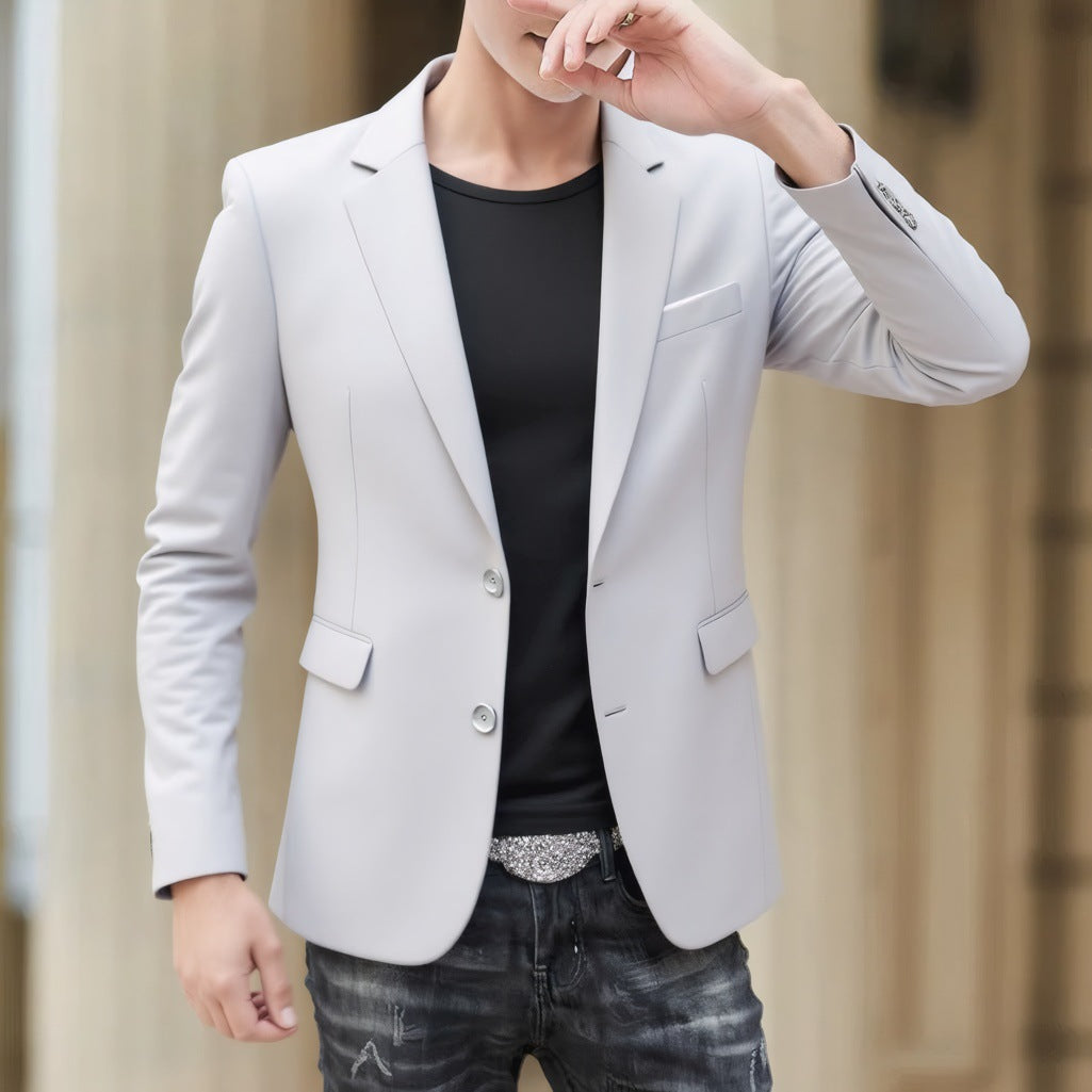 Men's Suit Jacket High-Quality Double-Slit Formal Candy Color Casual Single-Breasted Blazer