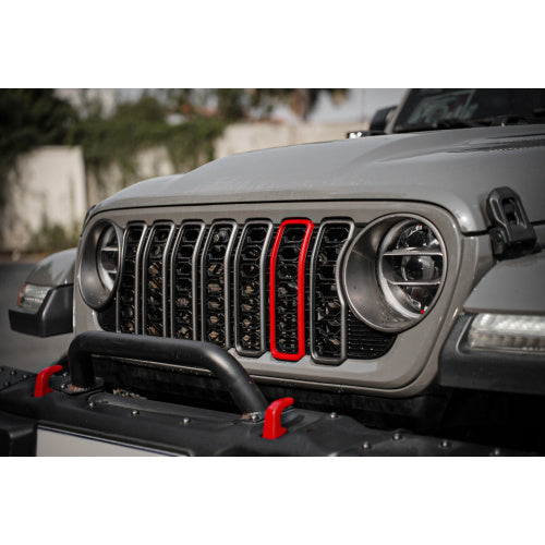 Front Mesh Grille Grid Grill For 2018 2024 Wrangler Rubicon Sahara Sport JL JT Grill With Camera Hole Black Plastic