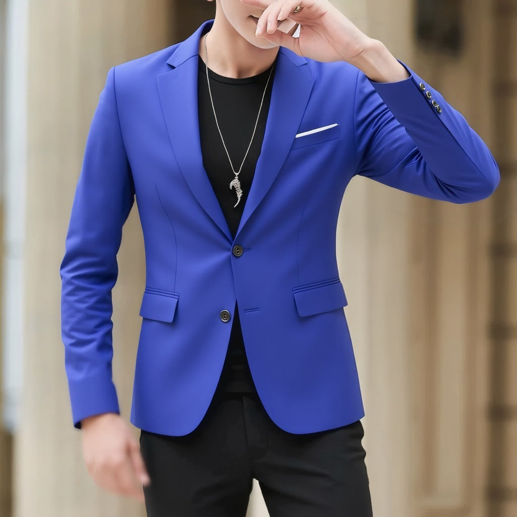 Men's Suit Jacket High-Quality Double-Slit Formal Candy Color Casual Single-Breasted Blazer