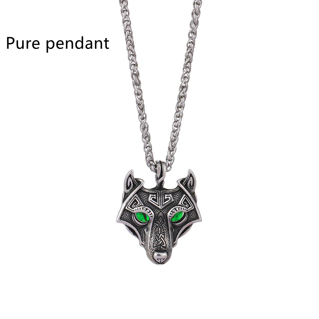 Wolf Head Pendant Men's Stainless Steel Necklace