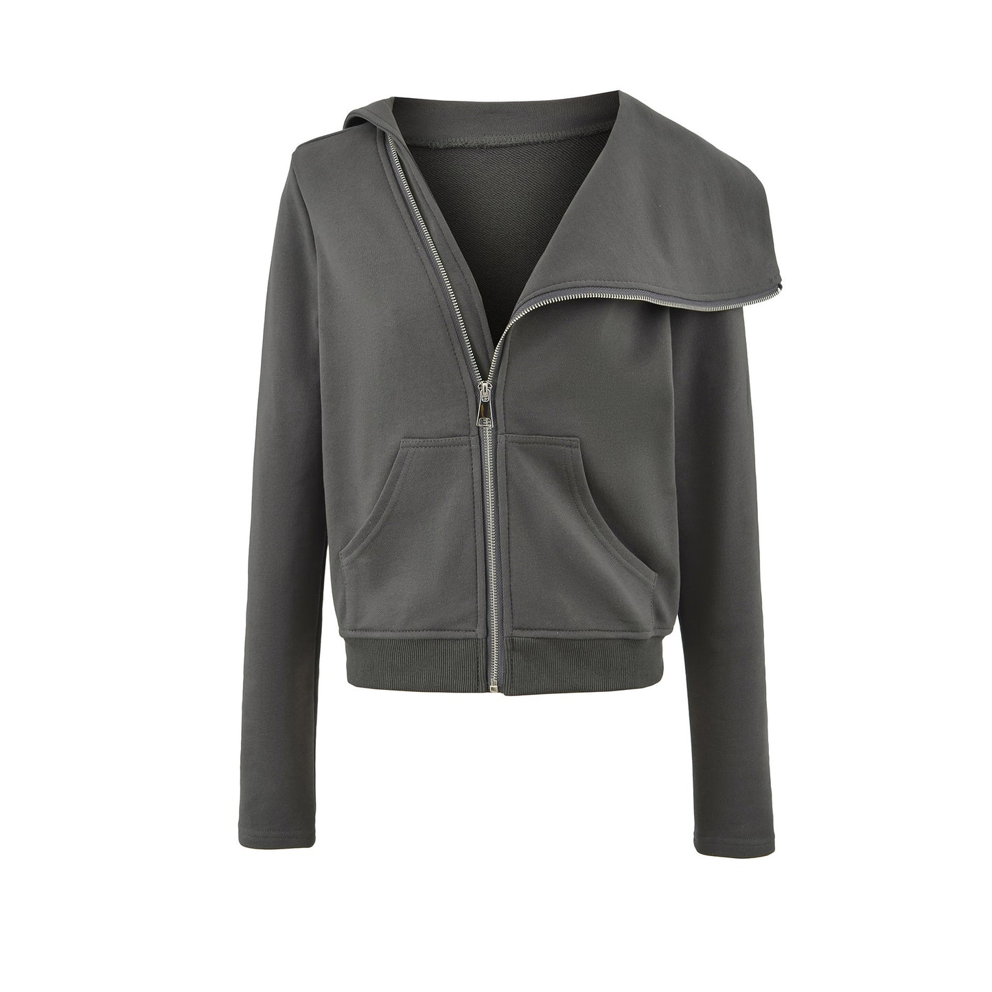 Irregular zipper jacket for women