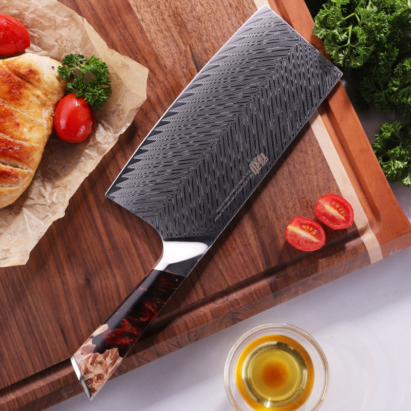 大马士革锋利厨房刀家用切片刀中式厨师刀
