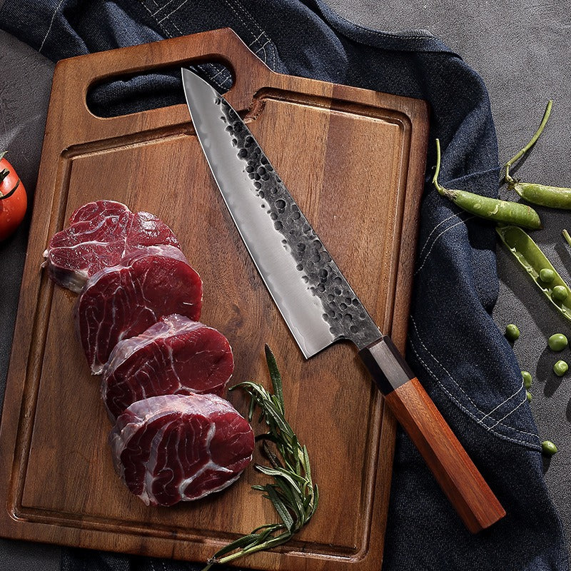 Cuchillo de cocina forjado de acero inoxidable 9cr18MOV, cuchillo para rebanar, cuchillo Santoku, cuchillo de cocina para salmón y sashimi, cuchillo para carnicero