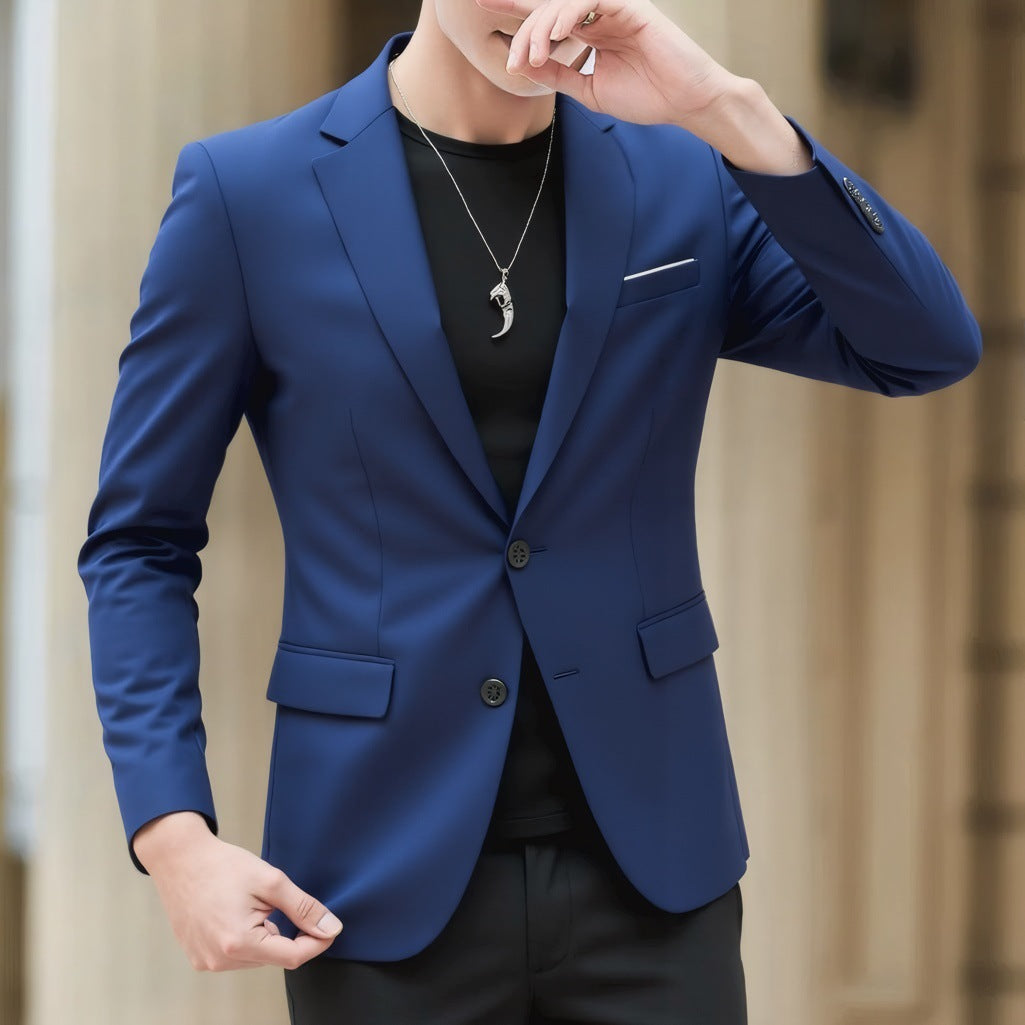 Men's Suit Jacket High-Quality Double-Slit Formal Candy Color Casual Single-Breasted Blazer