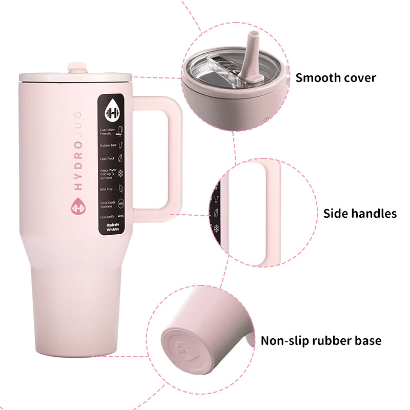 HydroJug Traveler:32OZ/40OZ,不锈钢,真空隔热。吸管盖,双层保温。车载杯