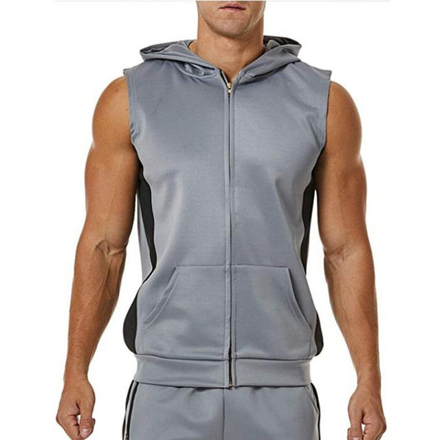 Chaleco deportivo con capucha y cremallera para hombre, ropa de gimnasia dorada para culturismo, camiseta de musculación, ropa de fitness