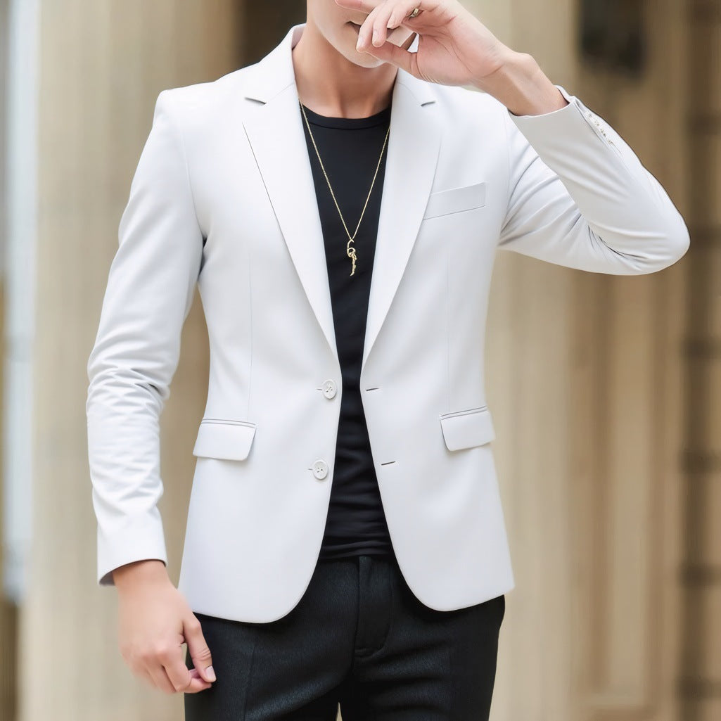 Men's Suit Jacket High-Quality Double-Slit Formal Candy Color Casual Single-Breasted Blazer