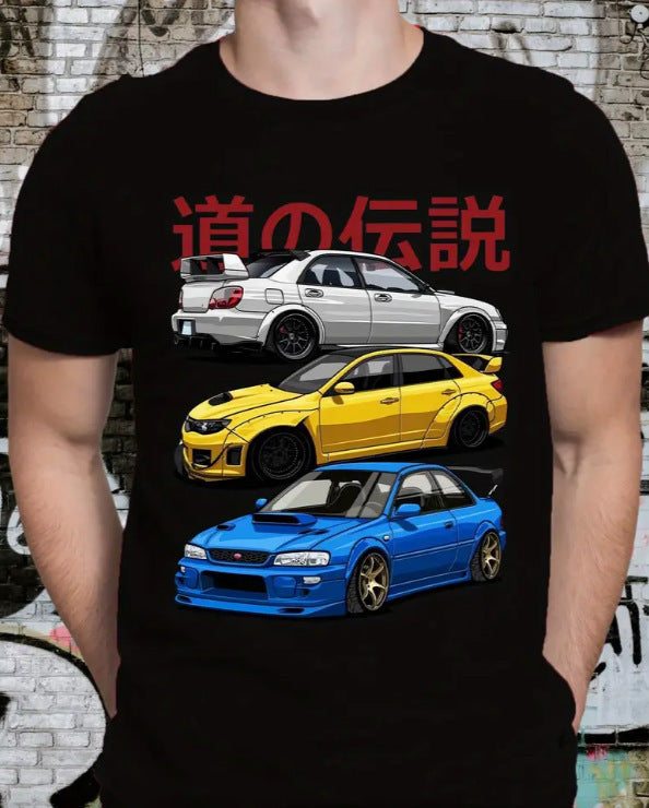 Round Neck T-Shirt with Car and Beer Pattern Custom Order
