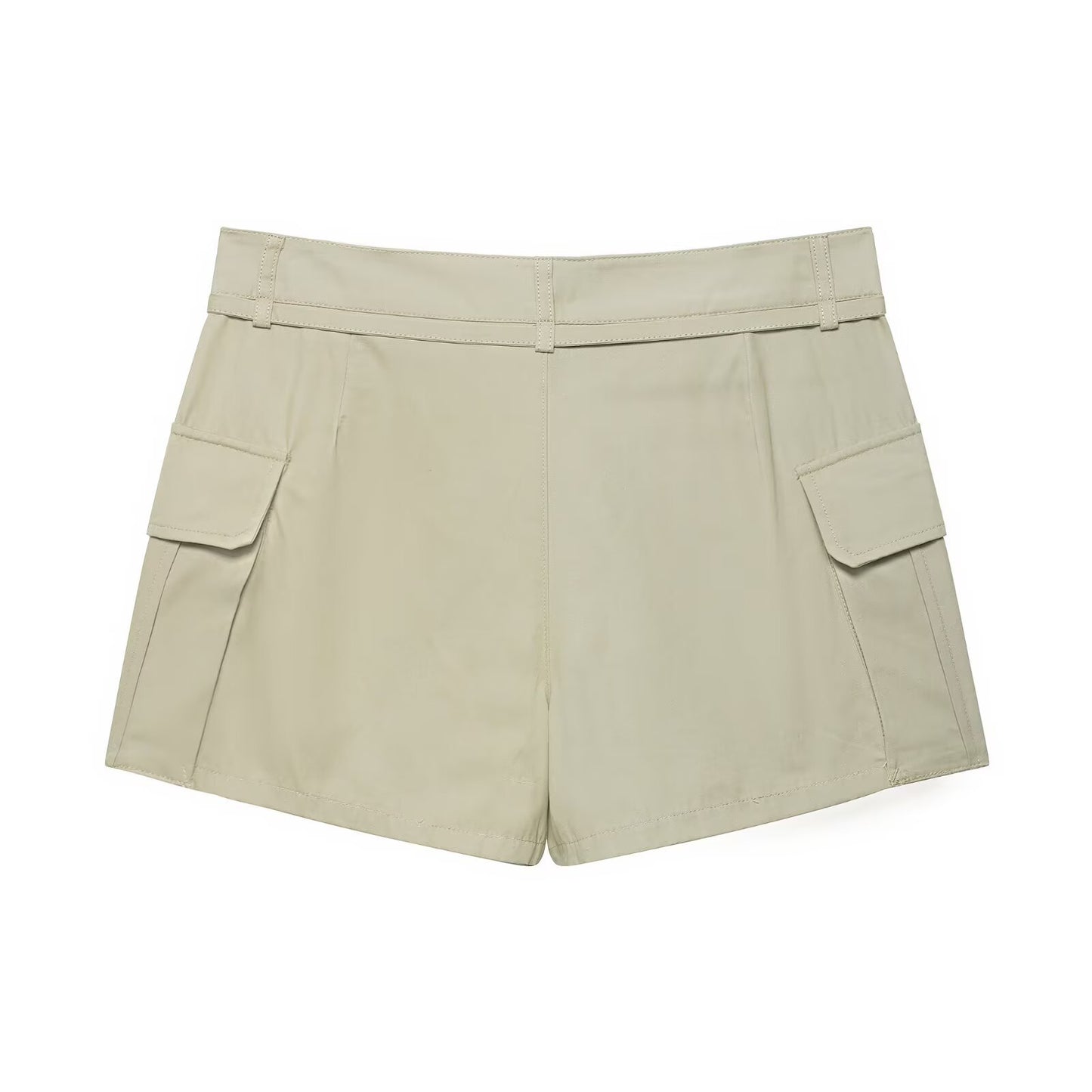 Drawstring tie solid color belt safety pants skirt for women