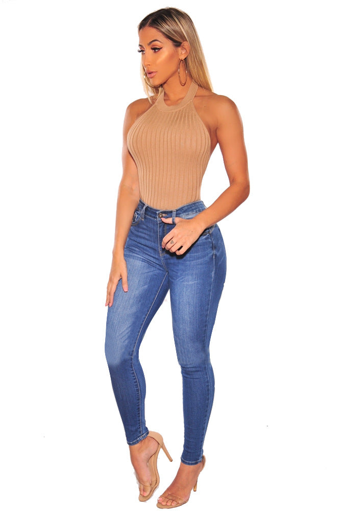 Low waist multi-color hip lifting slim fit women's jeans