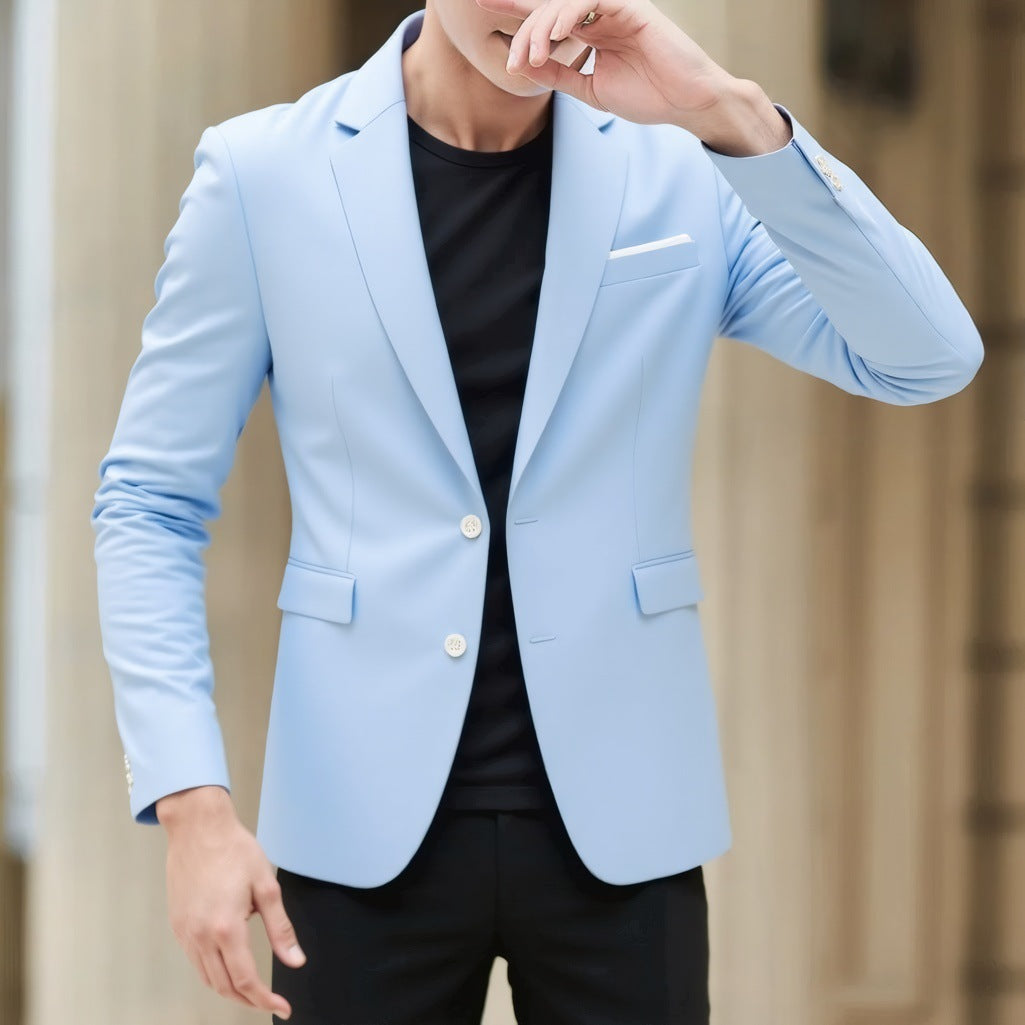 Men's Suit Jacket High-Quality Double-Slit Formal Candy Color Casual Single-Breasted Blazer