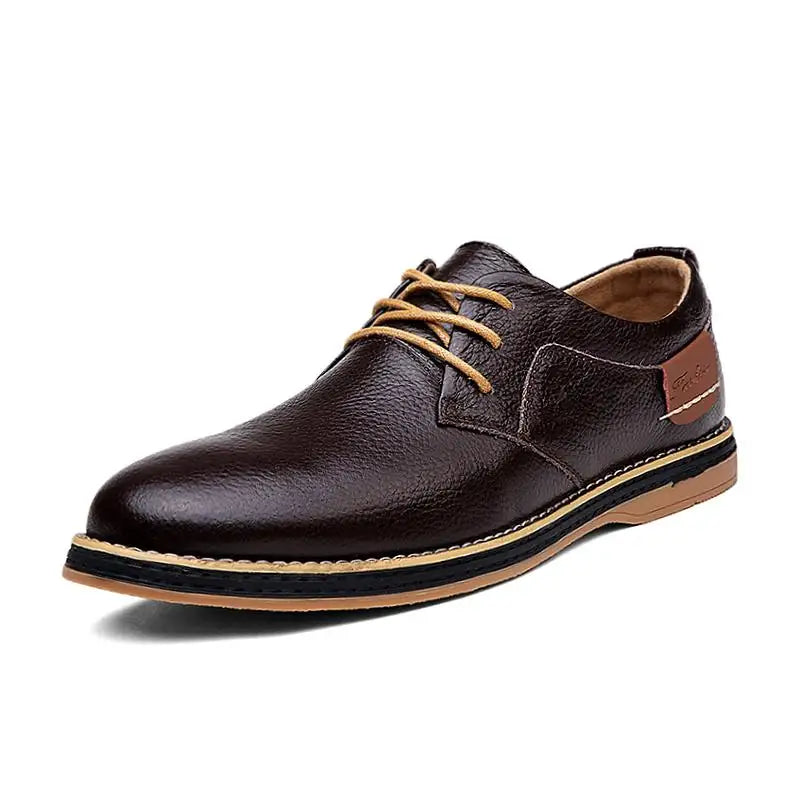 Nuevos zapatos de vestir Oxford de piel sintética auténtica para hombre, zapatos planos con cordones estilo brogue, zapatos casuales para hombre