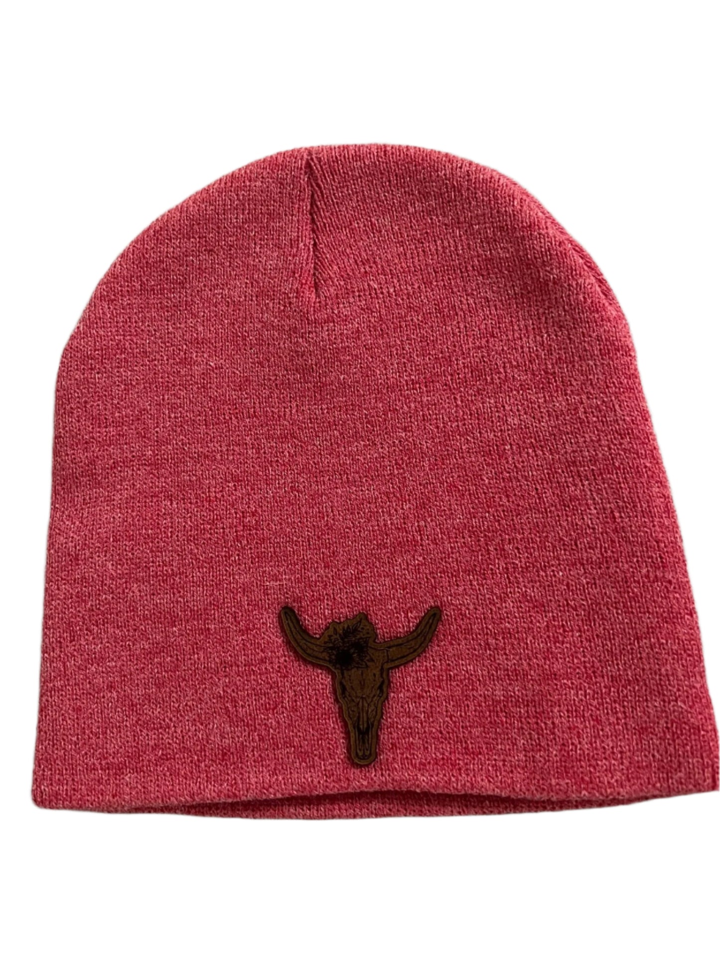 Beanie Bull Skull Leather Patch