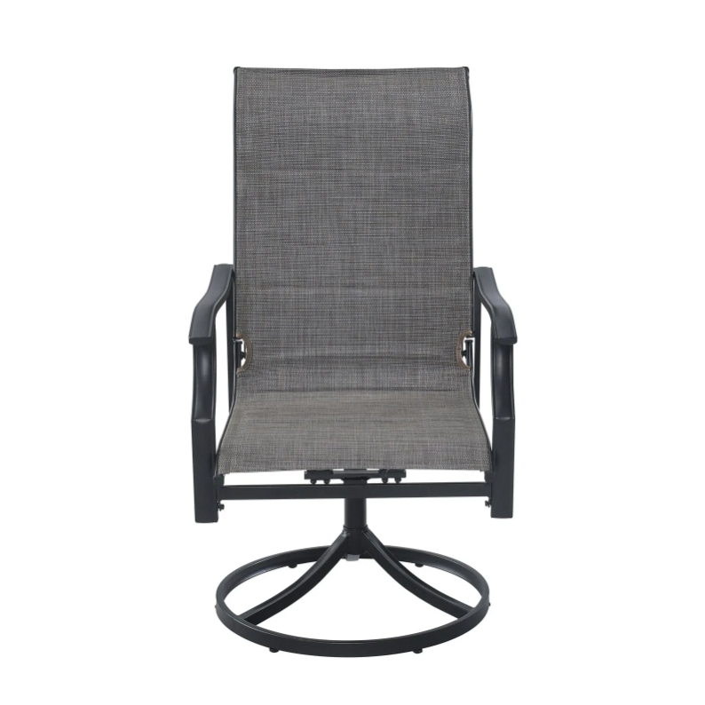 5 Pieces Patio Dining Set, Outdoor Furniture Table and Swivel Chairs Set, All Weather Garden Furniture Table Sets, Iron Patio Conversation Set with Umbrella Hole, For Lawn, Deck, Backyard