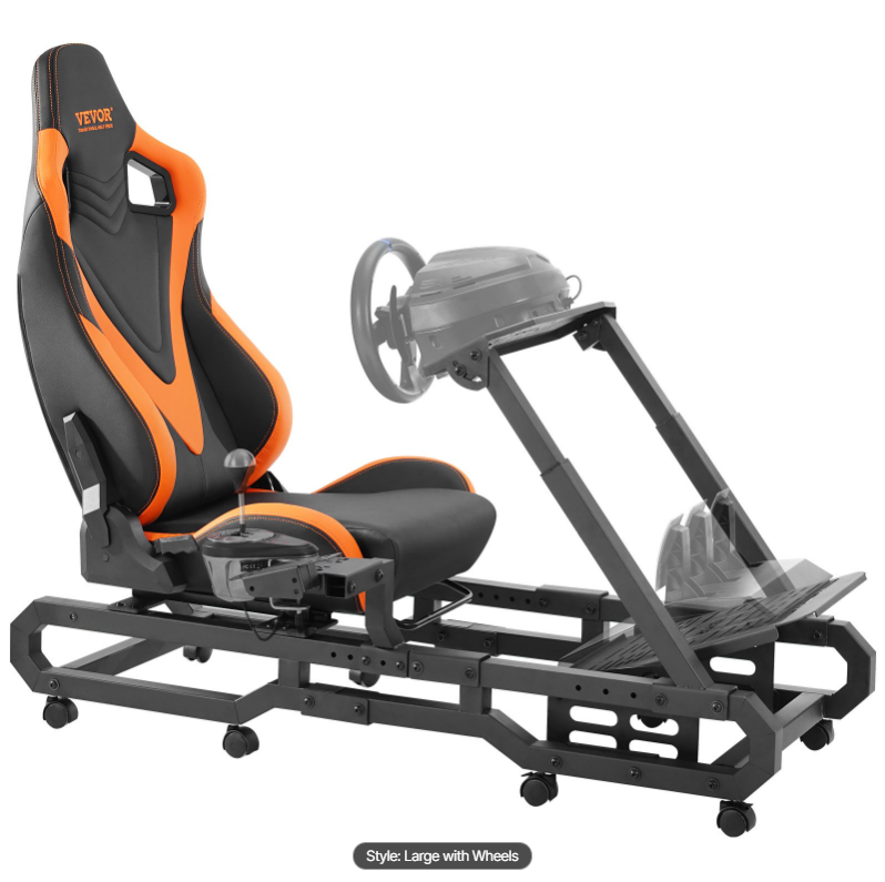 Racing Wheel Stand with Wheels For Logitech G923/G920/G29, Heavy Duty Steel Driving Simulator Cockpit-Thrustmaster T248P, Steering Wheel Bracket & Foot Pedal Adjustable, Max Load 330 LBS