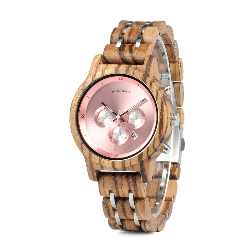 Reloj informal de negocios de moda con vetas de madera para hombre