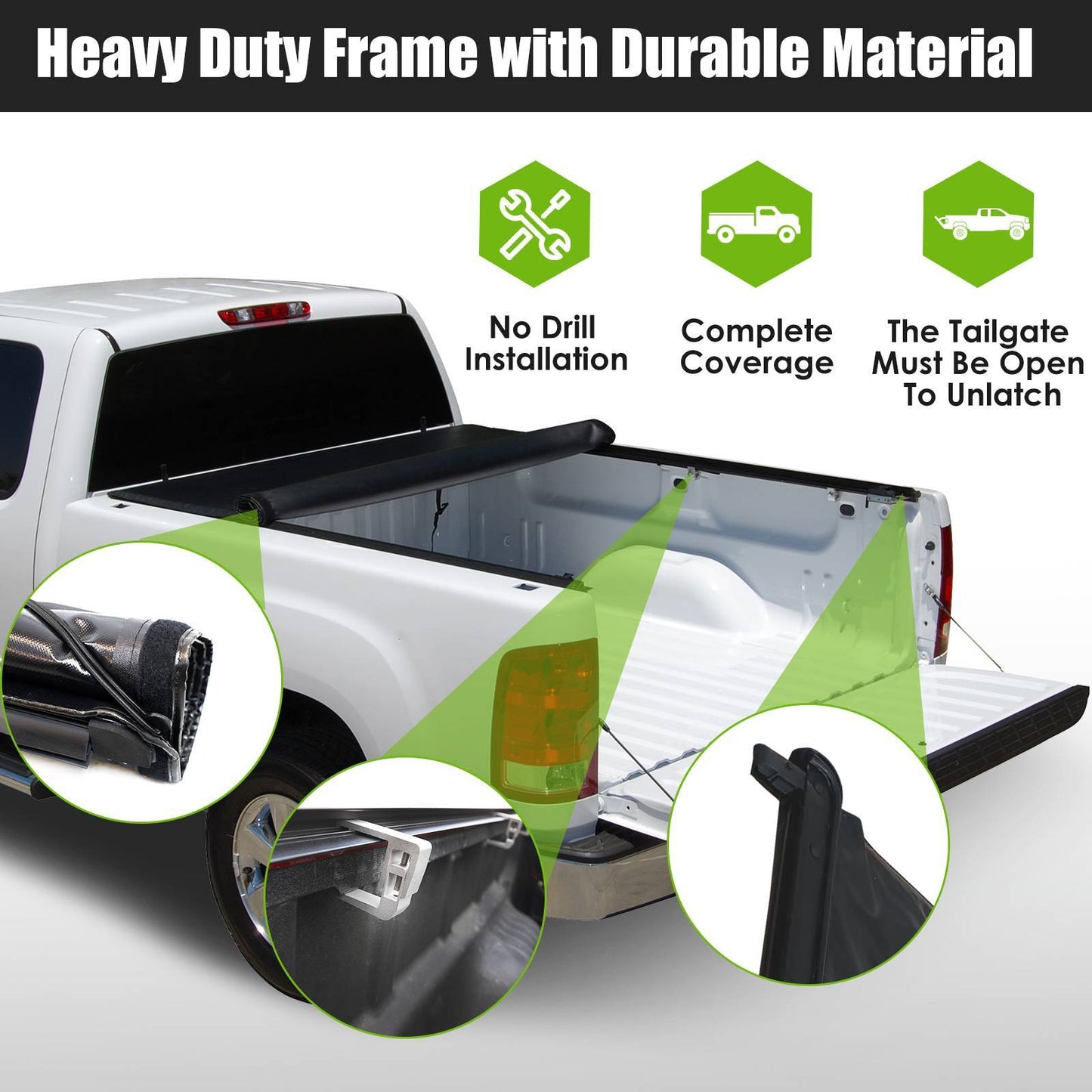 5.8FT Roll-Up Truck Bed Tonneau Cover For 2007-2013 Chevy Silverado GMC Sierra