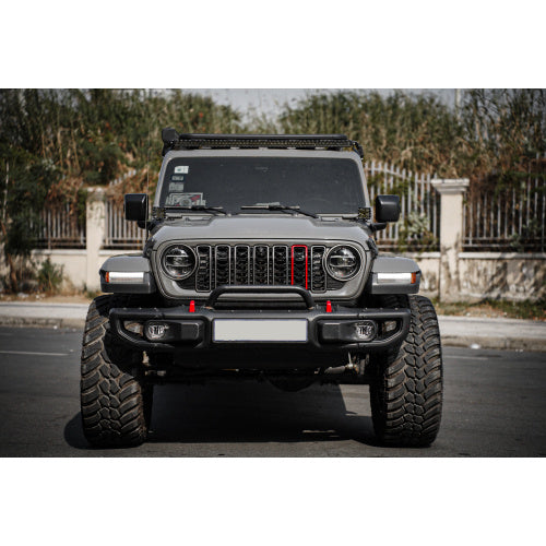 Front Mesh Grille Grid Grill For 2018 2024 Wrangler Rubicon Sahara Sport JL JT Grill With Camera Hole Black Plastic