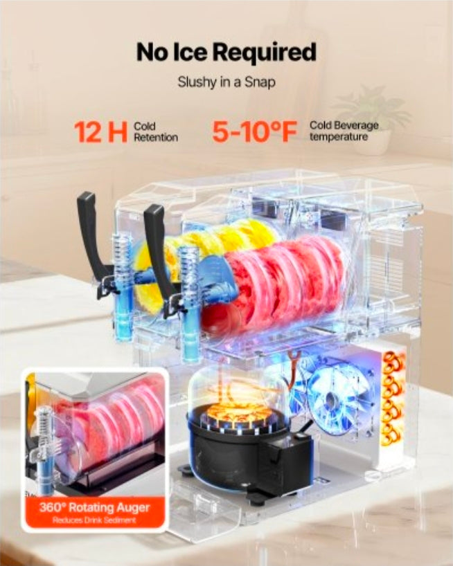 Slushie Machine, 3L/100oz x 2 Tank Slushy Machine for Home, No Ice Needed Frozen Drink Maker, Margarita Maker with Self-Cleaning, for Frozen Margaritas, Frappés, Milkshake & More